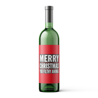 Red Xmas Filthy Animal Wine Bottle Label - Wbl013